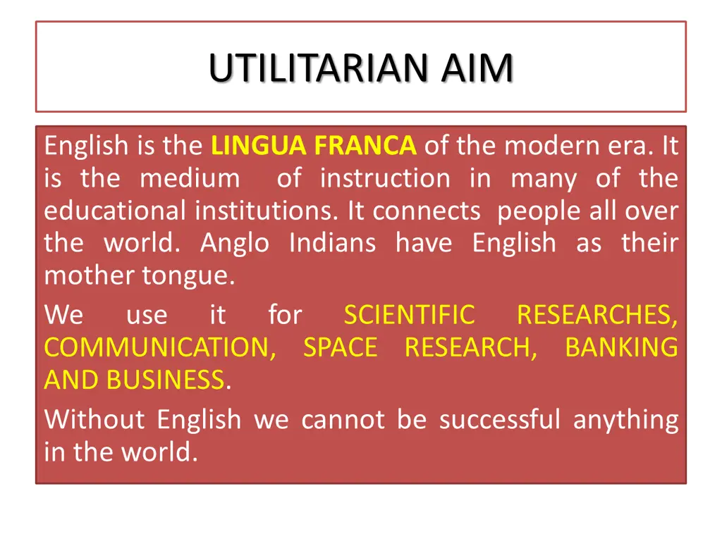 utilitarian aim