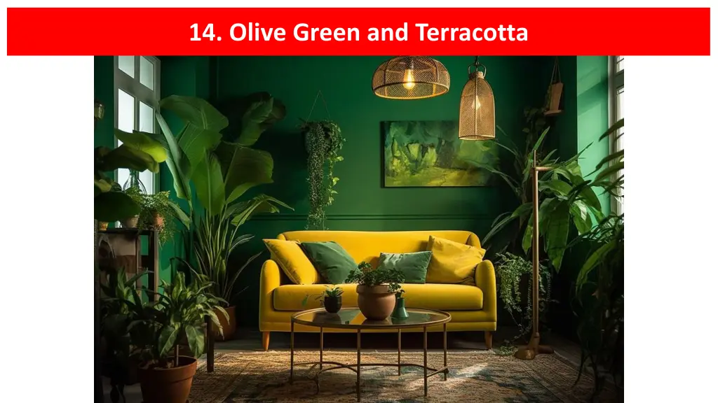 14 olive green and terracotta