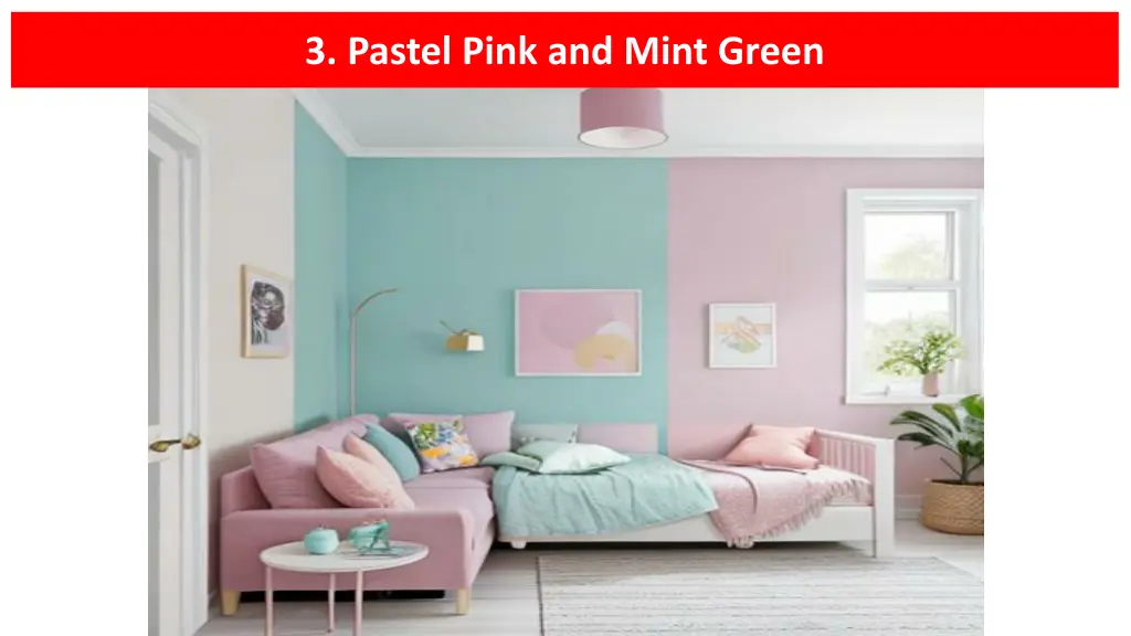 3 pastel pink and mint green
