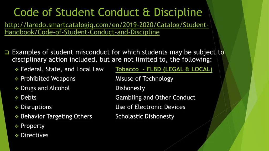 code of student conduct discipline http laredo