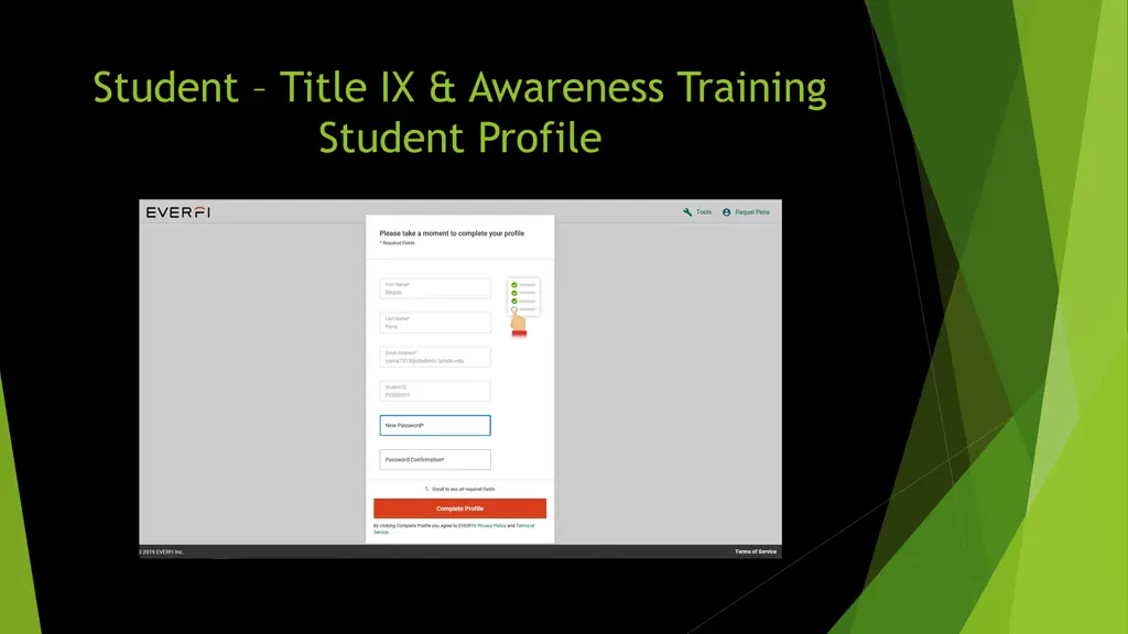 student title ix awareness training student