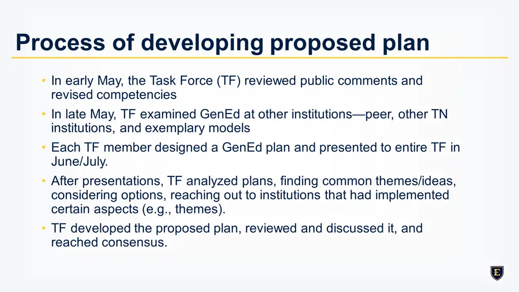 process of developing proposed plan