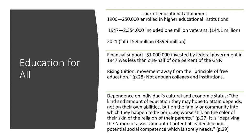 lack of educational attainment