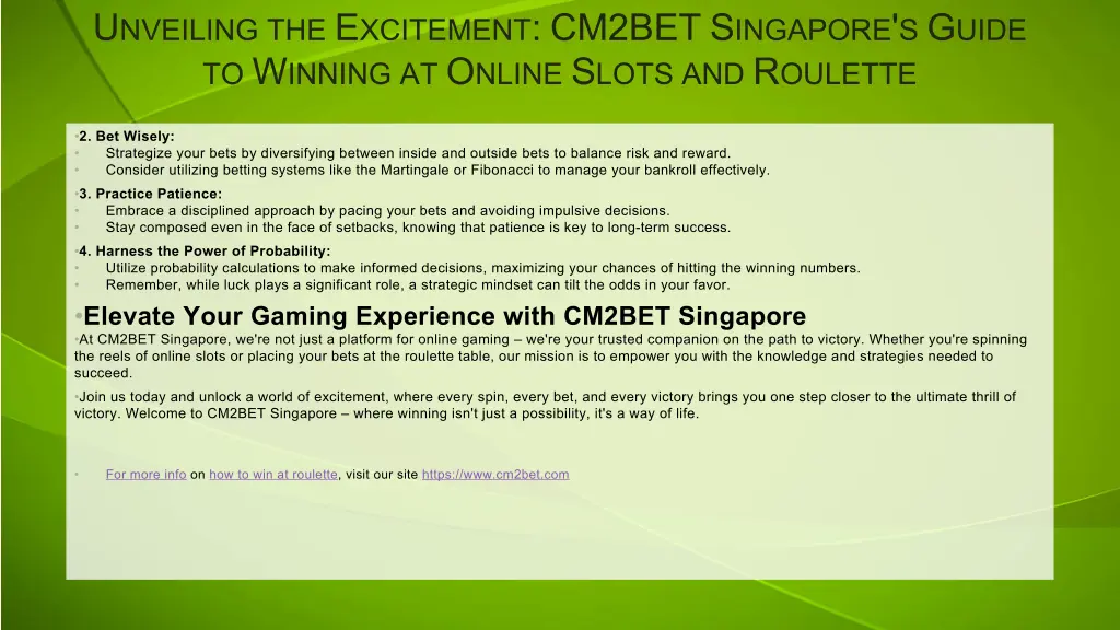 u nveiling the e xcitement cm2bet s ingapore 2