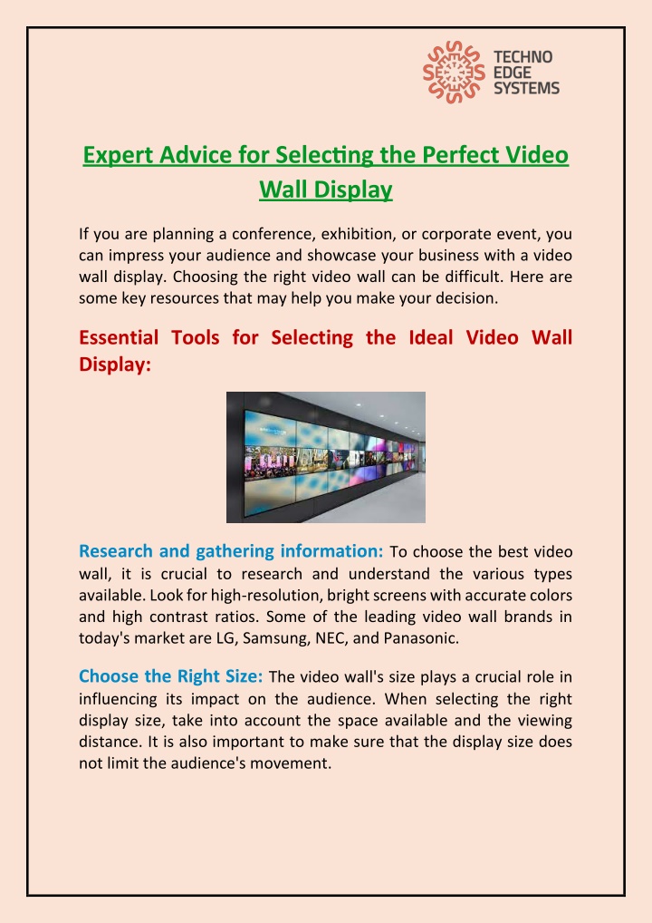 expert advice for selecting the perfect video
