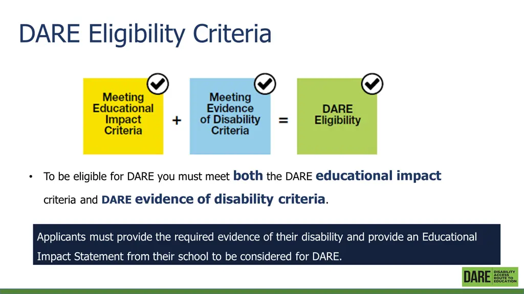 dare eligibility criteria