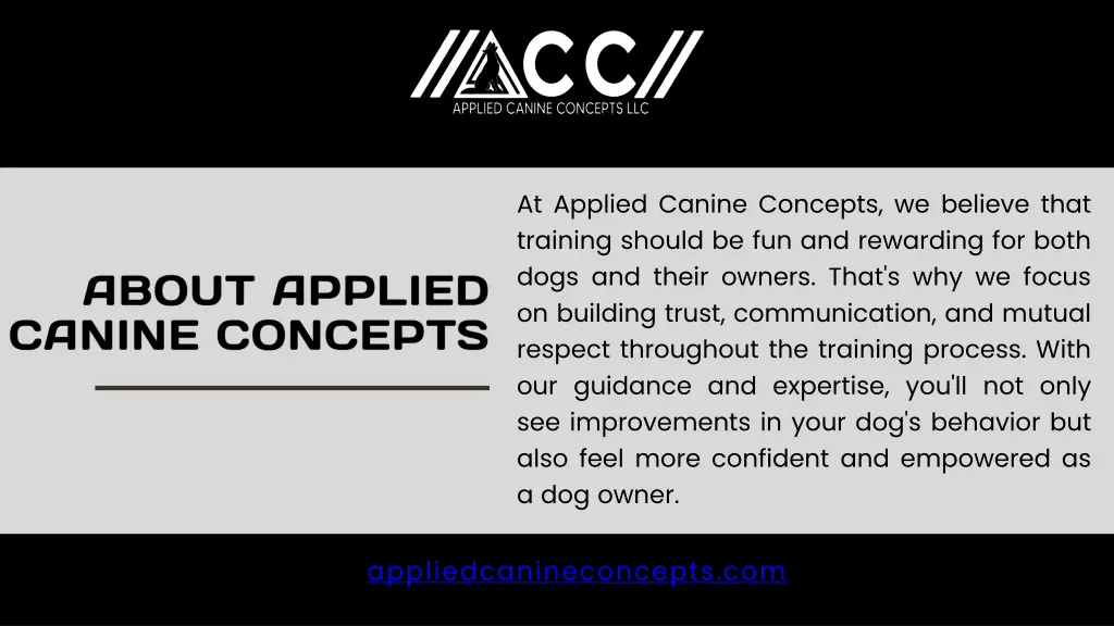 at applied canine concepts we believe that