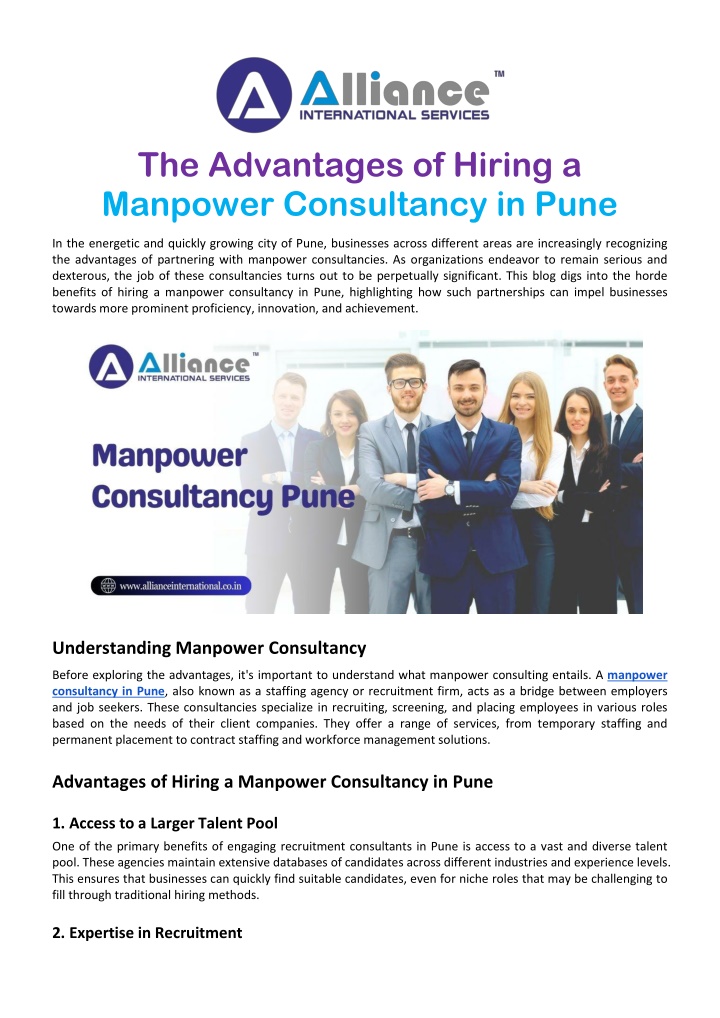 the advantages of hiring a manpower consultancy