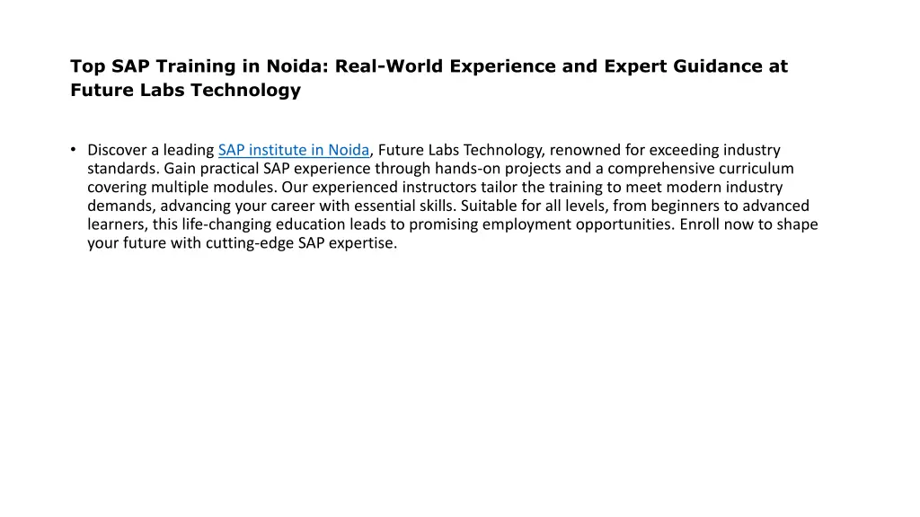 top sap training in noida real world experience