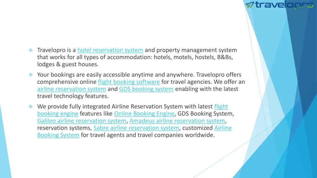 travelopro is a hotel reservation system