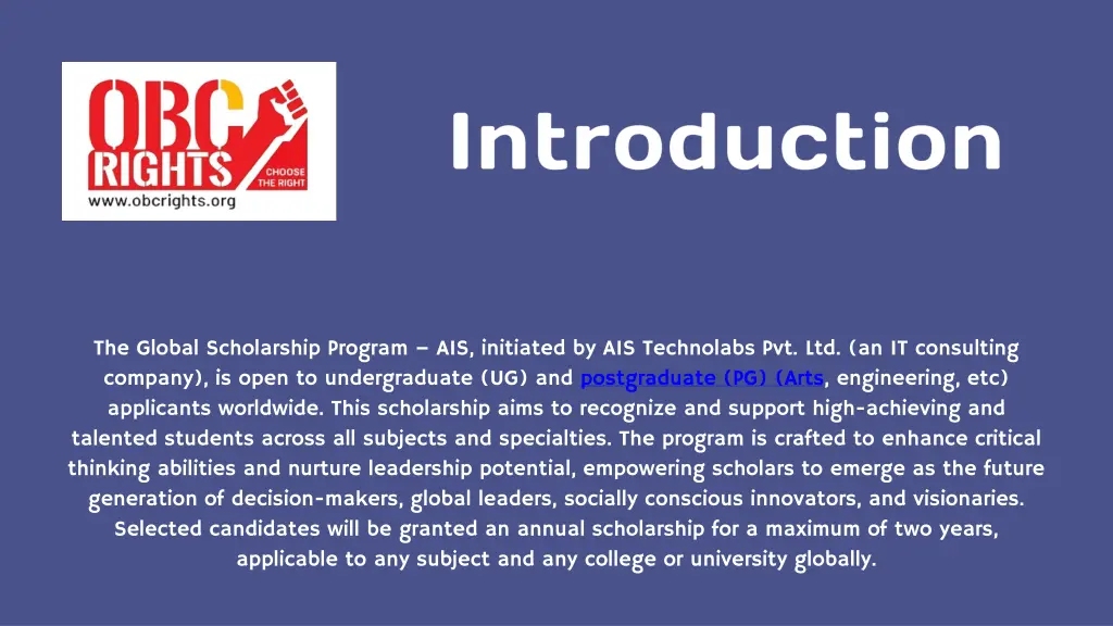 the global scholarship program ais initiated