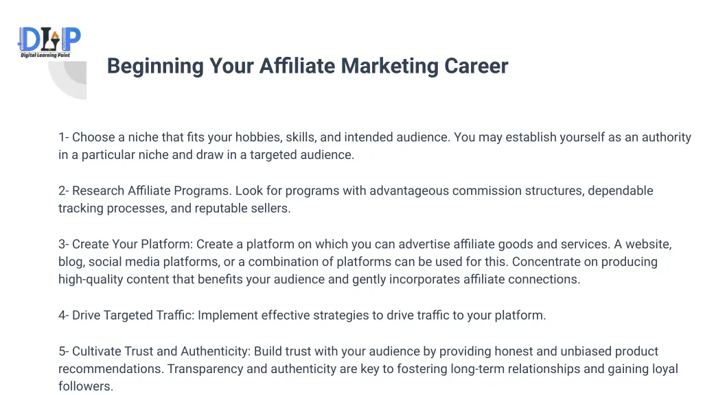 beginning your affiliate marketing career