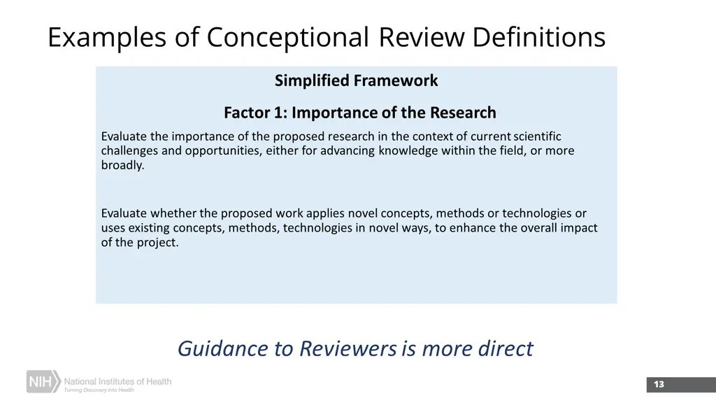 examples of conceptional review definitions