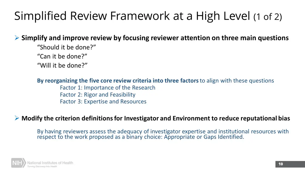 simplified review framework at a high level 1 of 2