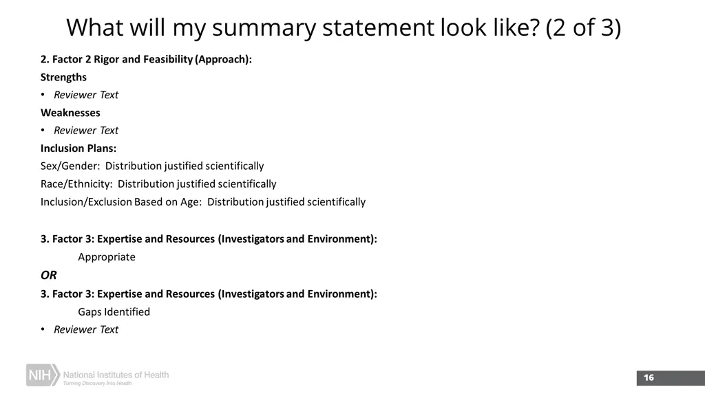 what will my summary statement look like 2 of 3