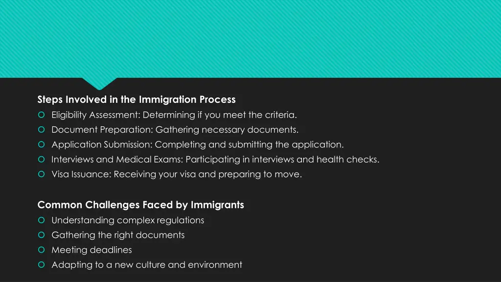 steps involved in the immigration process