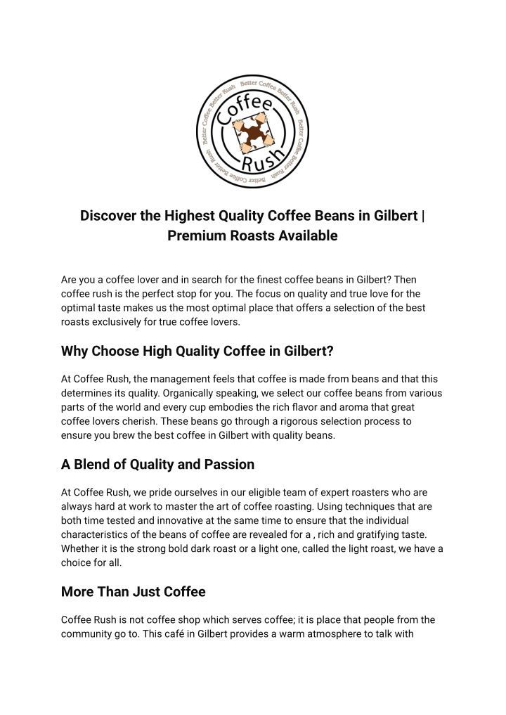 discover the highest quality coffee beans