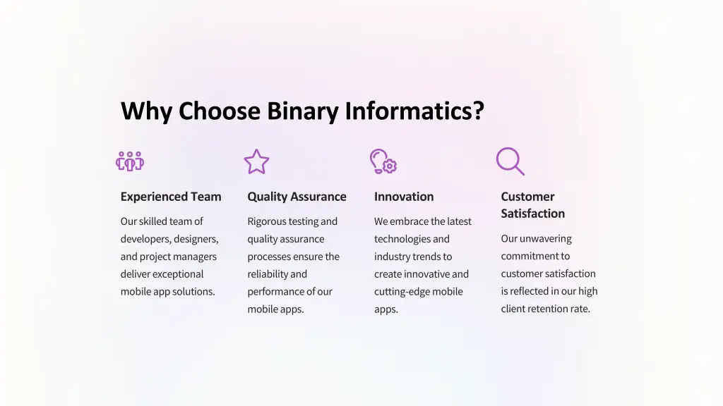 why choose binary informatics