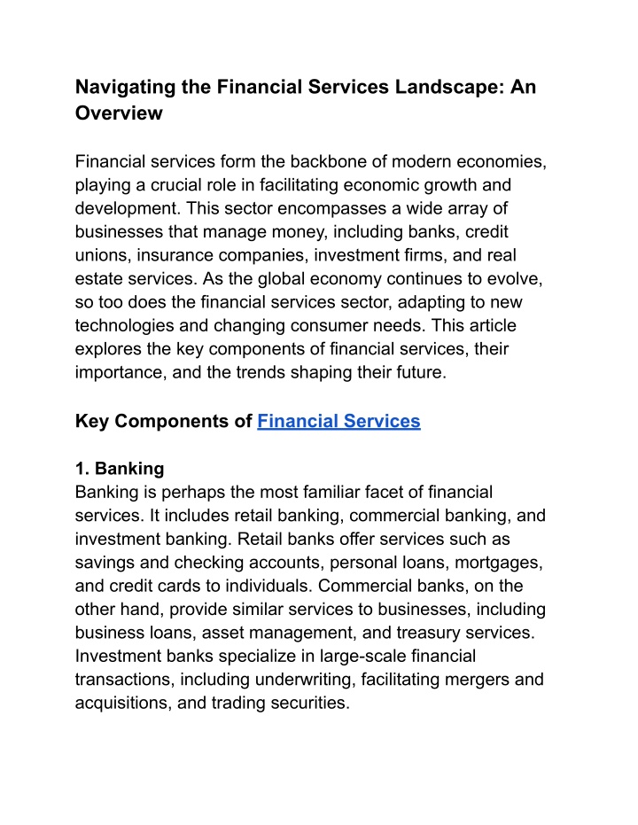 navigating the financial services landscape