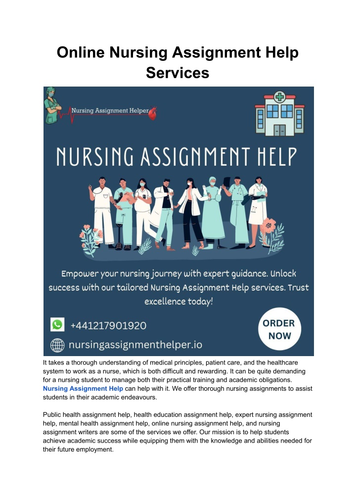 online nursing assignment help services