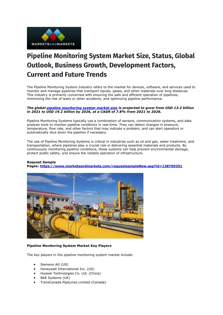 pipeline monitoring system market size status