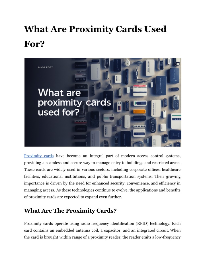 what are proximity cards used