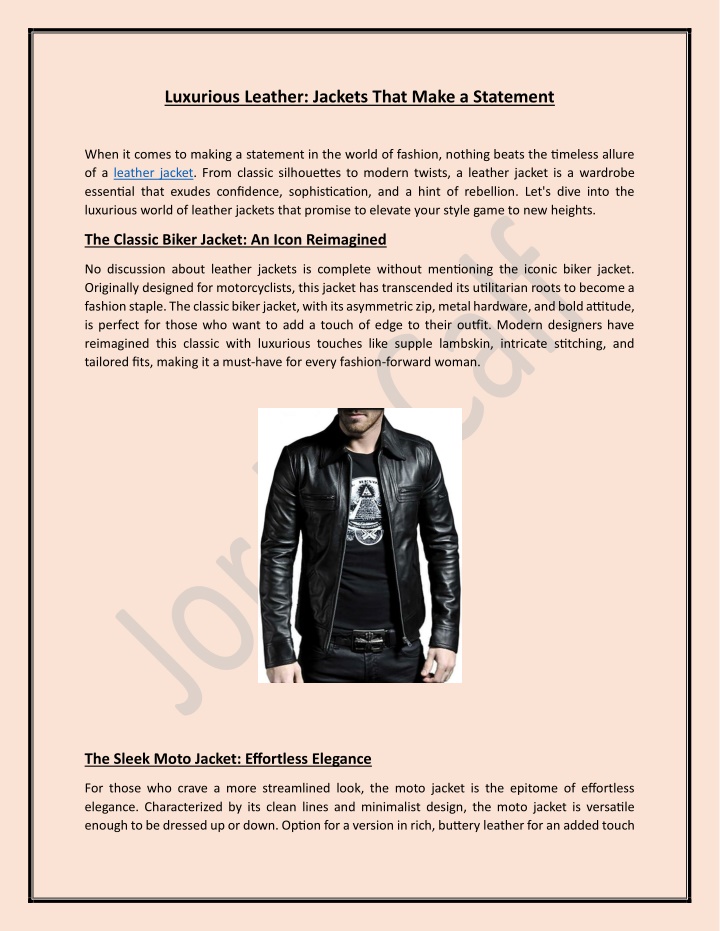 luxurious leather jackets that make a statement