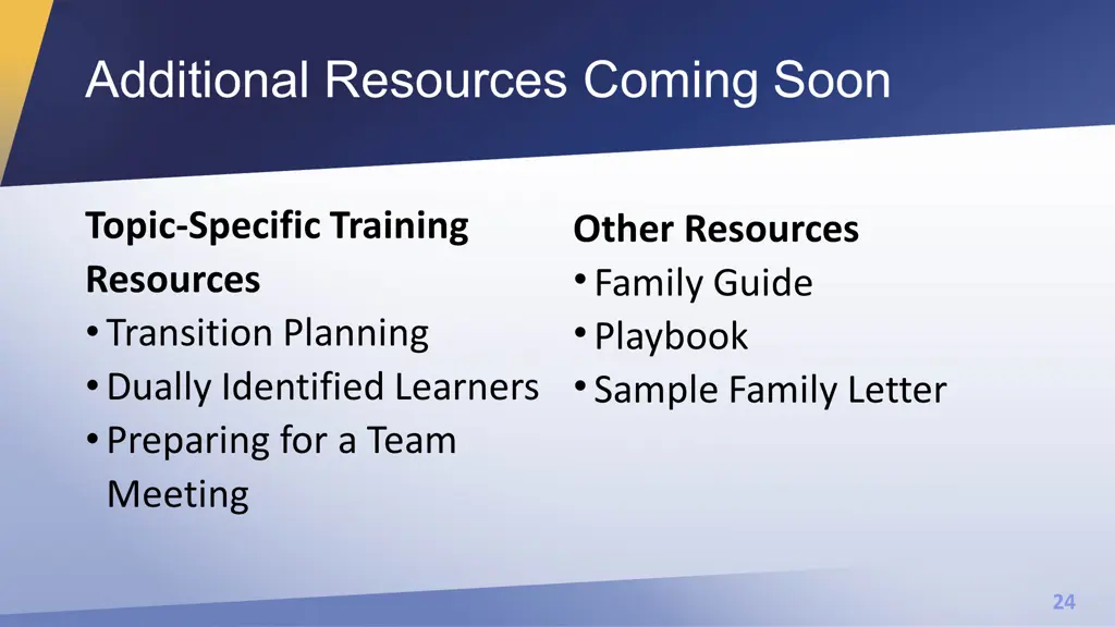 additional resources coming soon