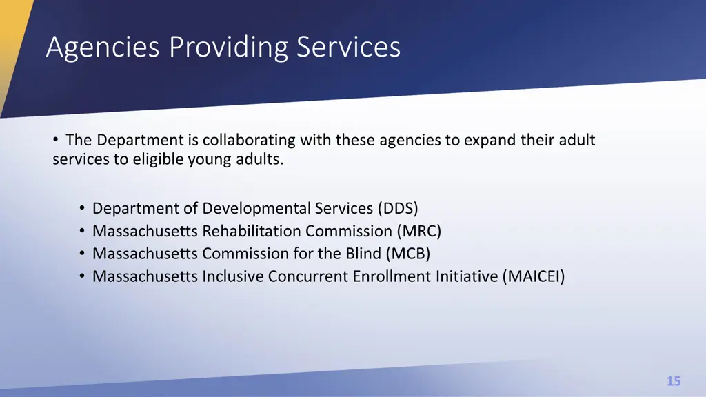 agencies providing services