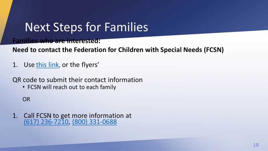 next steps for families