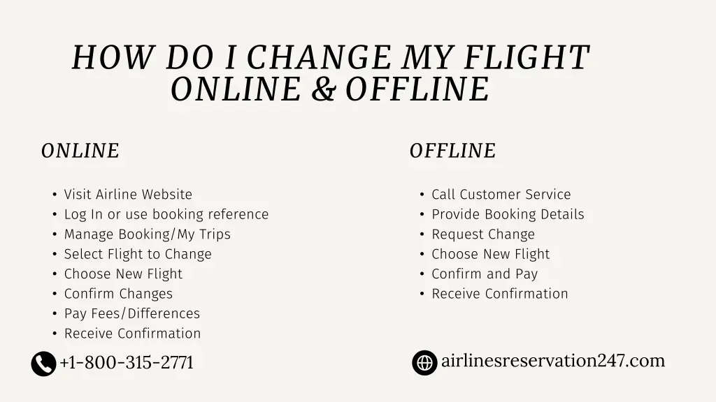 how do i change my flight online offline