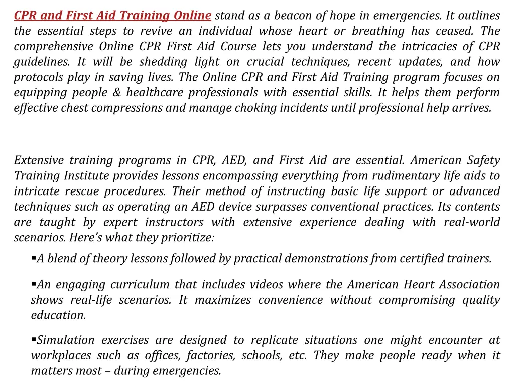 cpr and first aid training online stand