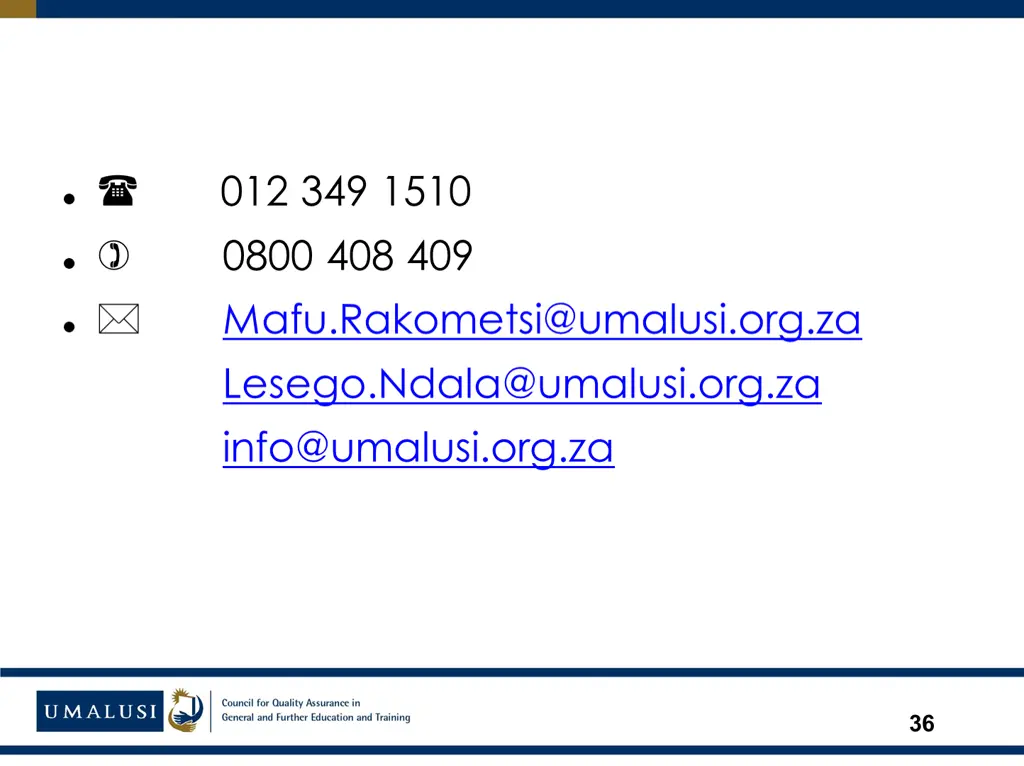 012 349 1510 0800 408 409 mafu rakometsi@umalusi