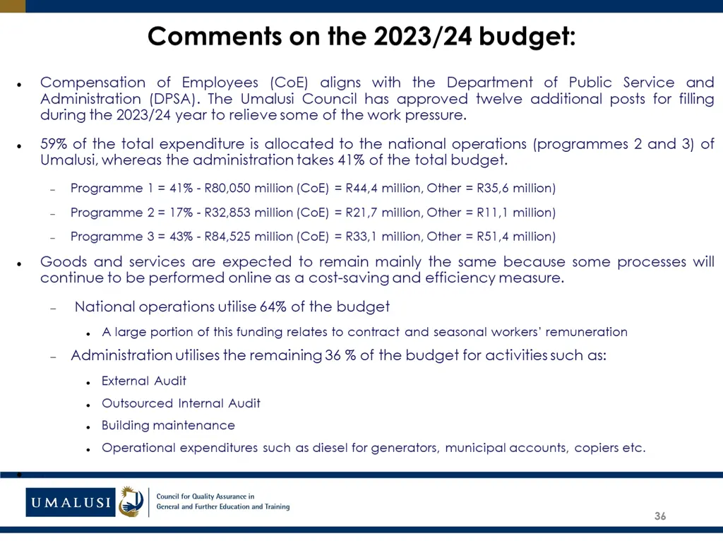 comments on the 2023 24 budget