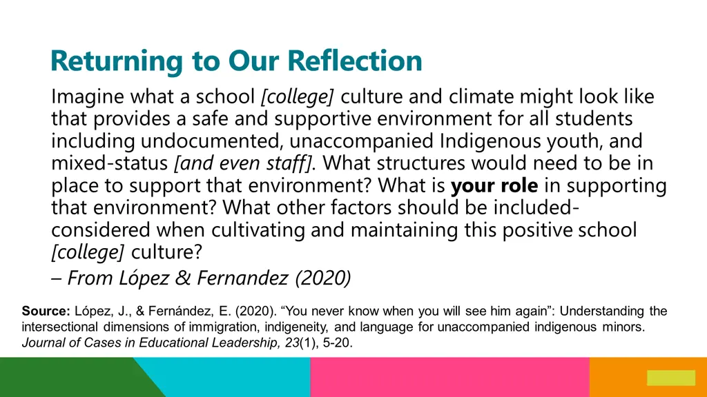 returning to our reflection imagine what a school