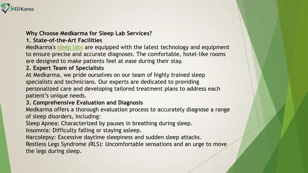 why choose medkarma for sleep lab services