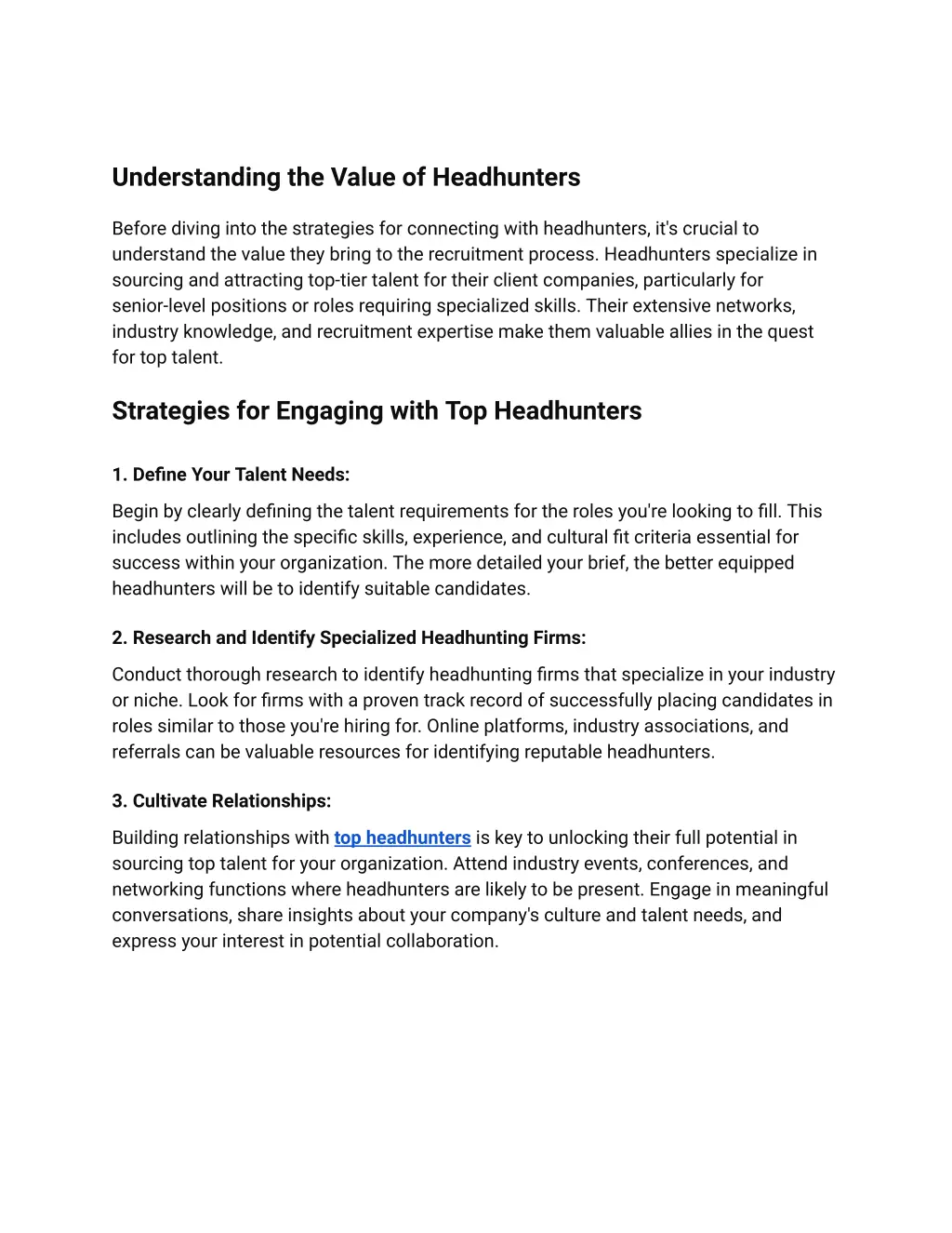 understanding the value of headhunters