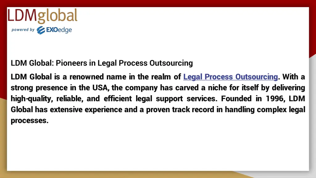 ldm global pioneers in legal process outsourcing