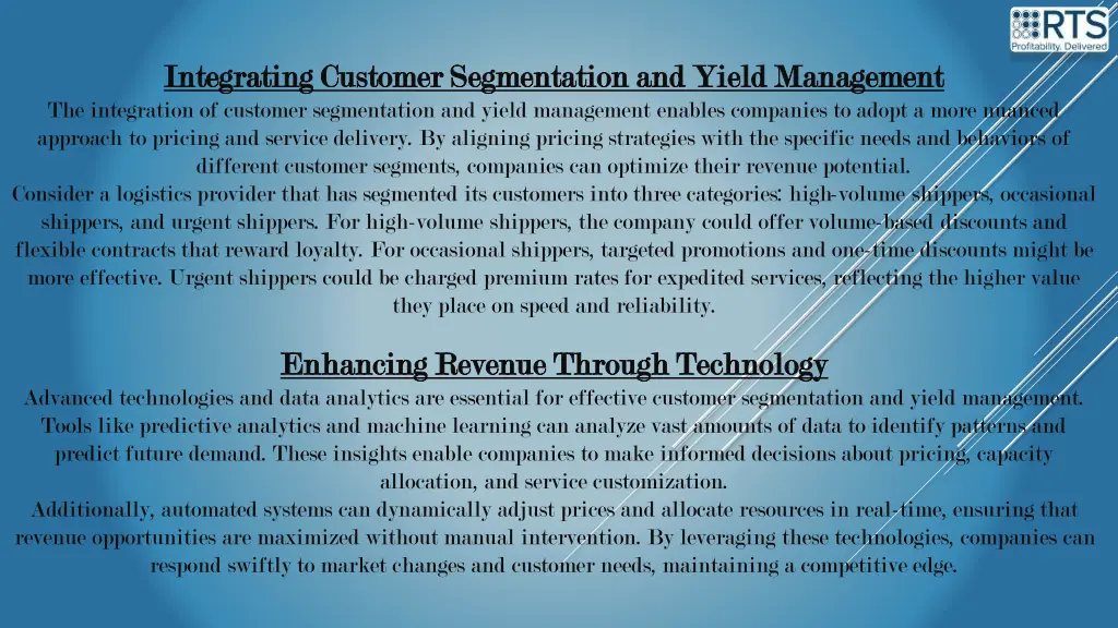 integrating customer segmentation and yield