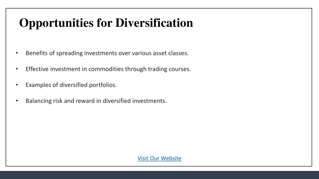 opportunities for diversification