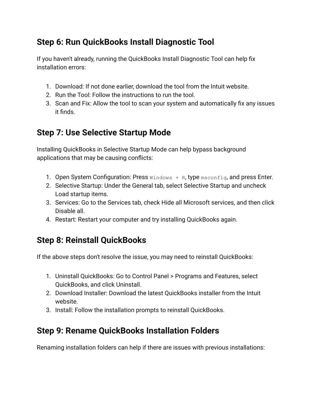 step 6 run quickbooks install diagnostic tool