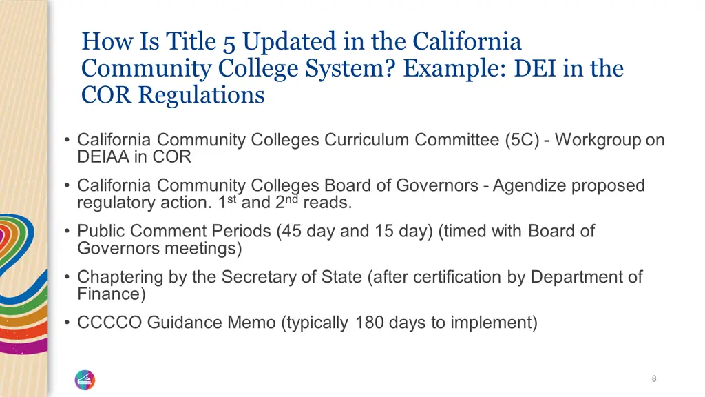 how is title 5 updated in the california