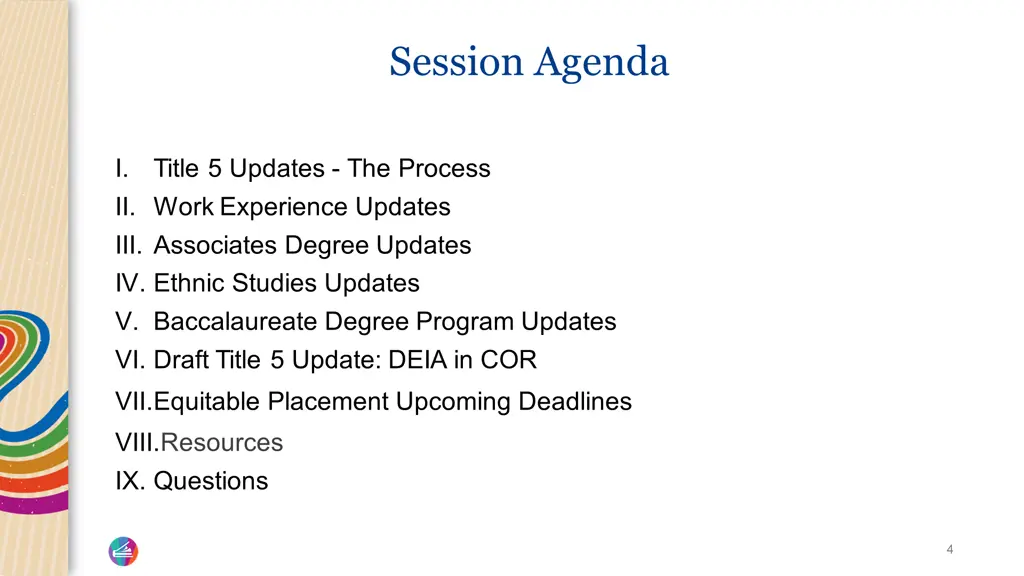 session agenda