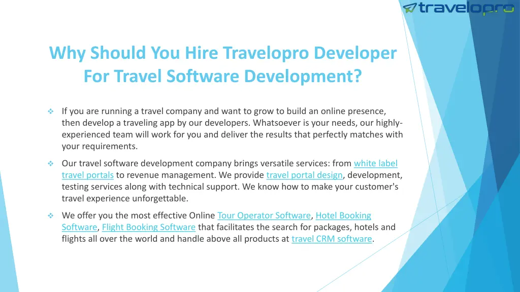 why should you hire travelopro developer