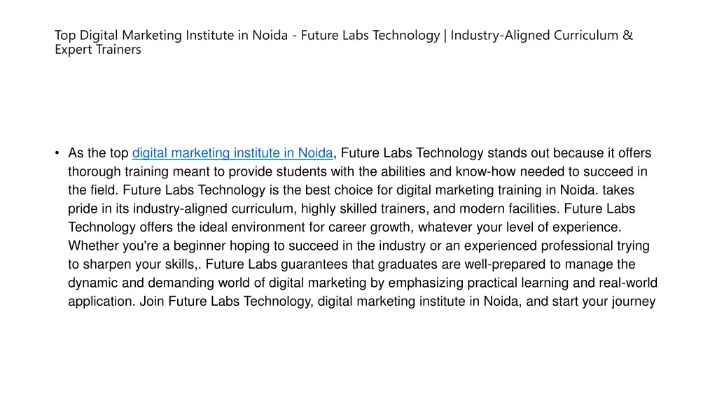 top digital marketing institute in noida future