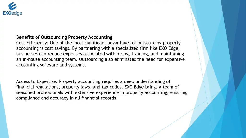 benefits of outsourcing property accounting cost