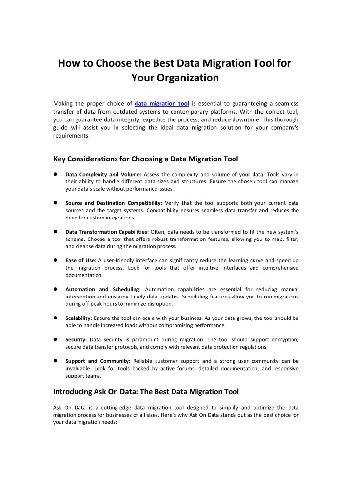 how to choose the best data migration tool