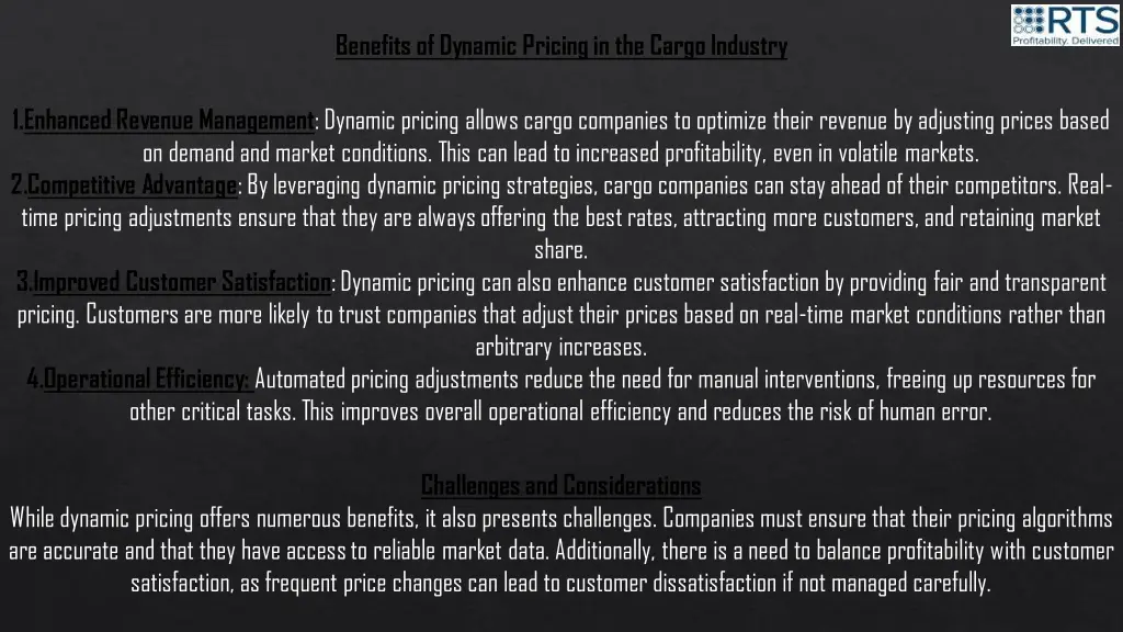 benefits of dynamic pricing in the cargo industry