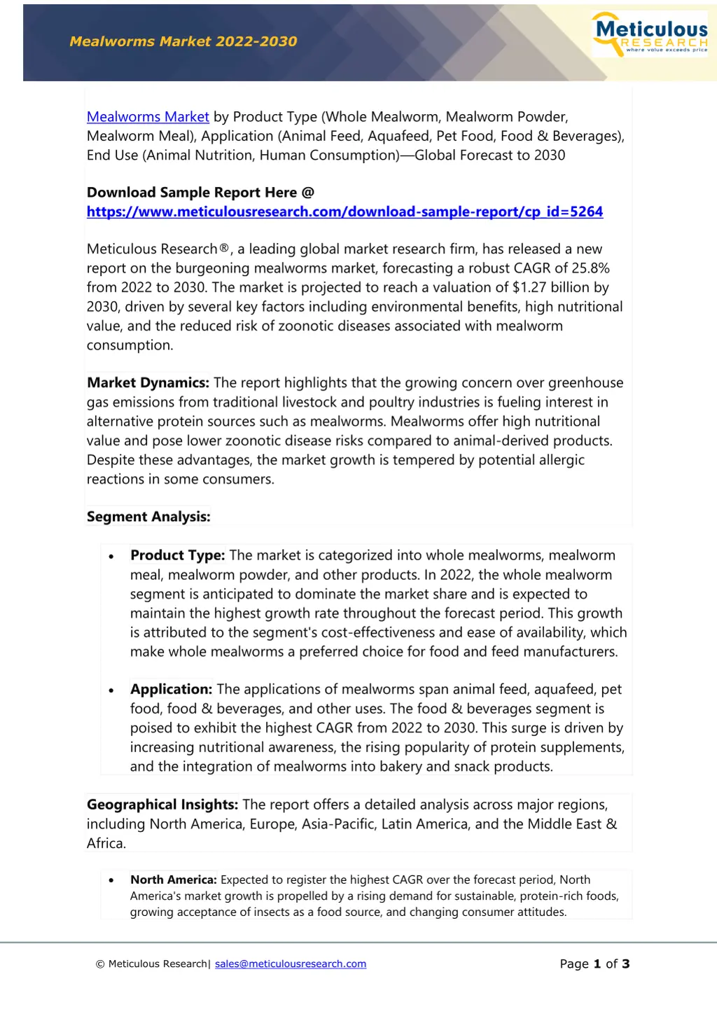 mealworms market 2022 2030