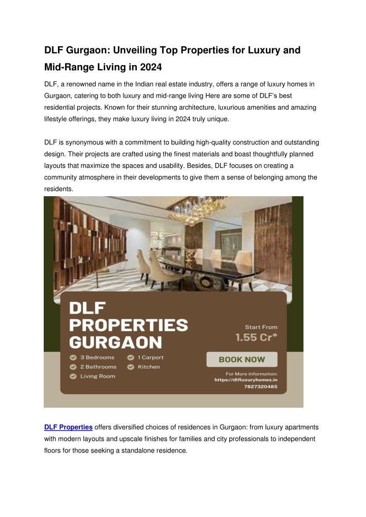 dlf gurgaon unveiling top properties for luxury